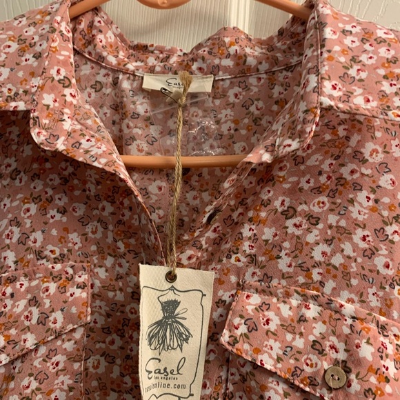 Easel NWT Floral Dress Pink Medium Oversized - Picture 2 of 8